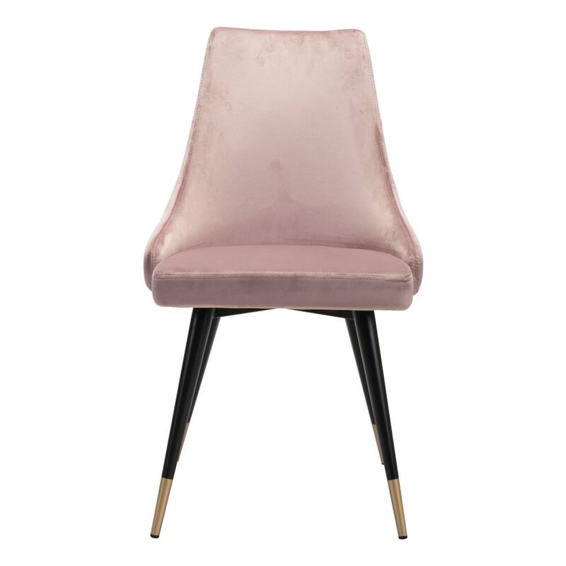 HomeRoots Set of Two Tufted Pink And Black Upholstered Velvet Windsor Back Dining Side Chairs