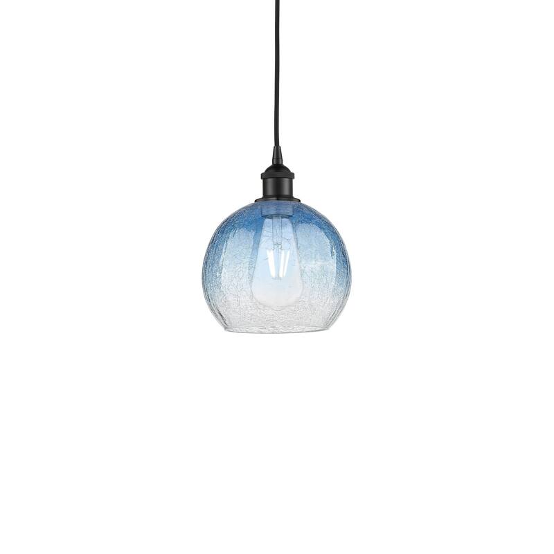 Innovations Lighting 616-1P-11-8 Brookhaven Globe Pendant Brookhaven - Matte Black / Sapphire Blue