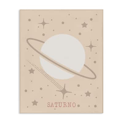 Stupell Minimal Saturn with Stars Canvas Wall Art Design By Daniela Santiago