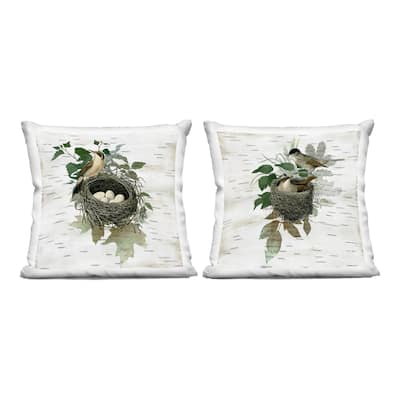 Stupell Rustic Vintage Bird Nests Decorative Printed Throw Pillow Design by Susan Arnot (Set of 2)