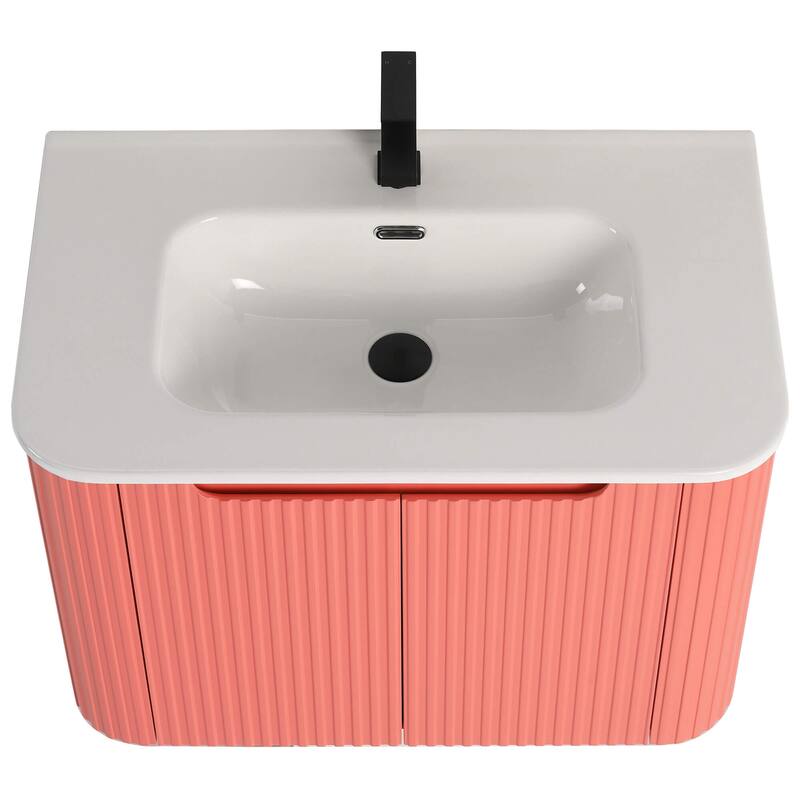 Caskvalley Modern Bathroom Vanity with Straight Fluted Design - Sink Included