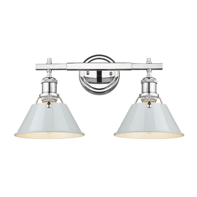 Orwell 2-Light Vanity Light in Chrome with Dusky Blue - Silver