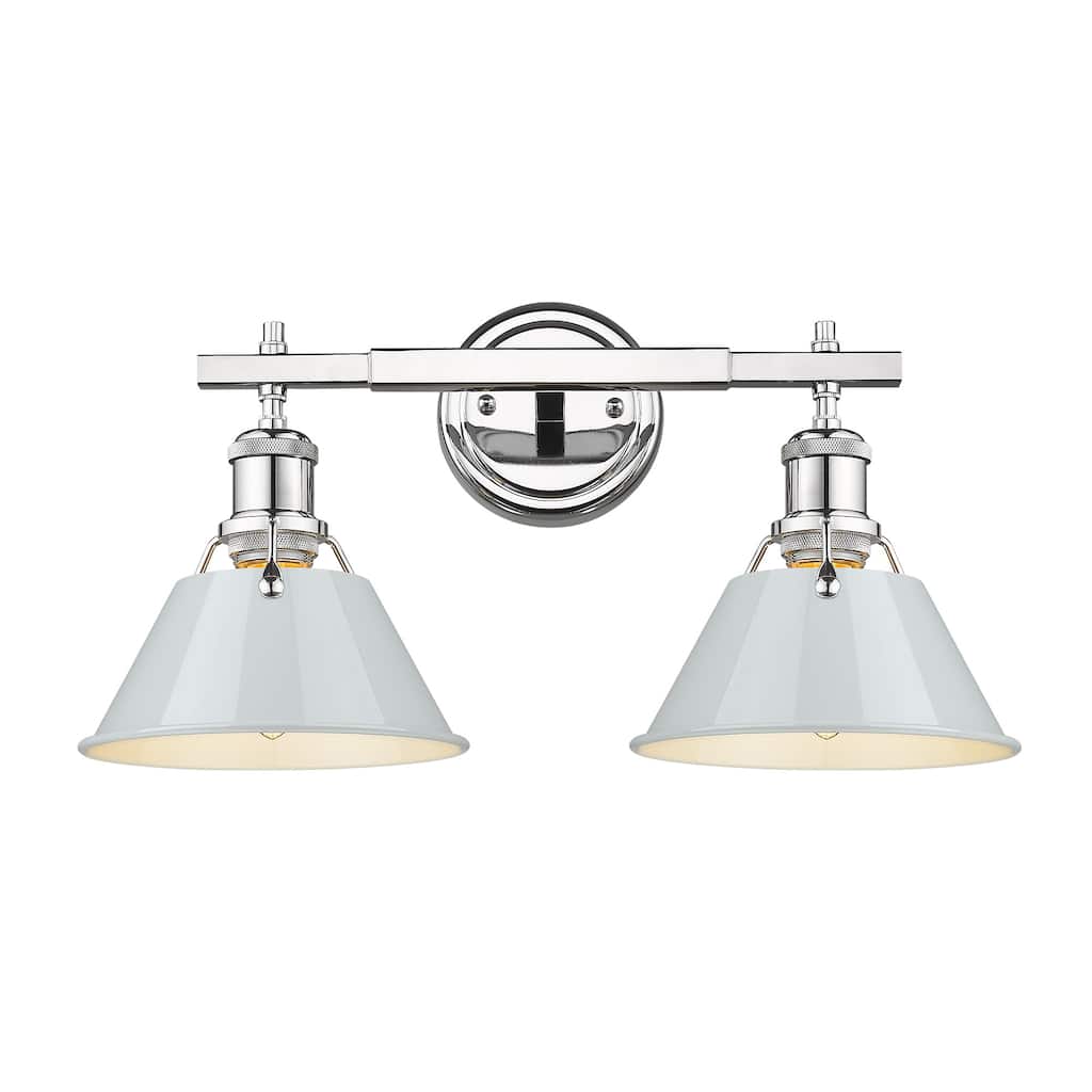 Orwell 2-Light Vanity Light in Chrome with Dusky Blue - Silver