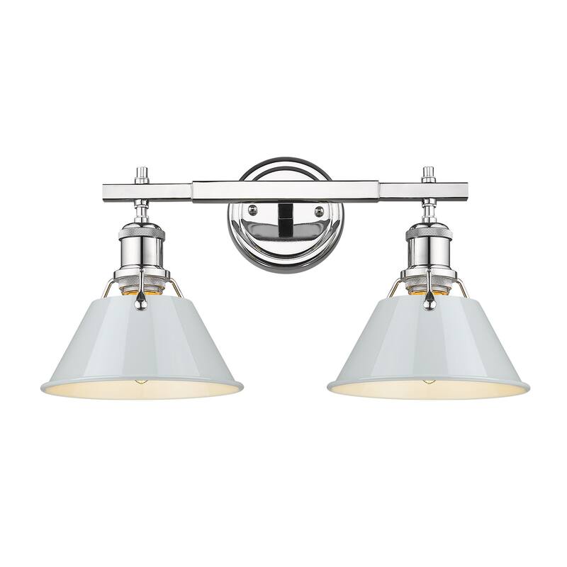 Yep by Golden Lighting Orwell 2-light Vanity in Chrome and Dusky Blue shade - Silver