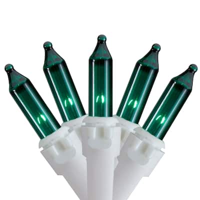 Mini Christmas Light Set - Teal - 24.5' White Wire - 50ct