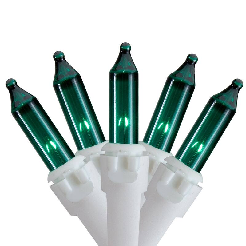 50 Count Teal Mini Christmas Light Set - White Wire - String Lights