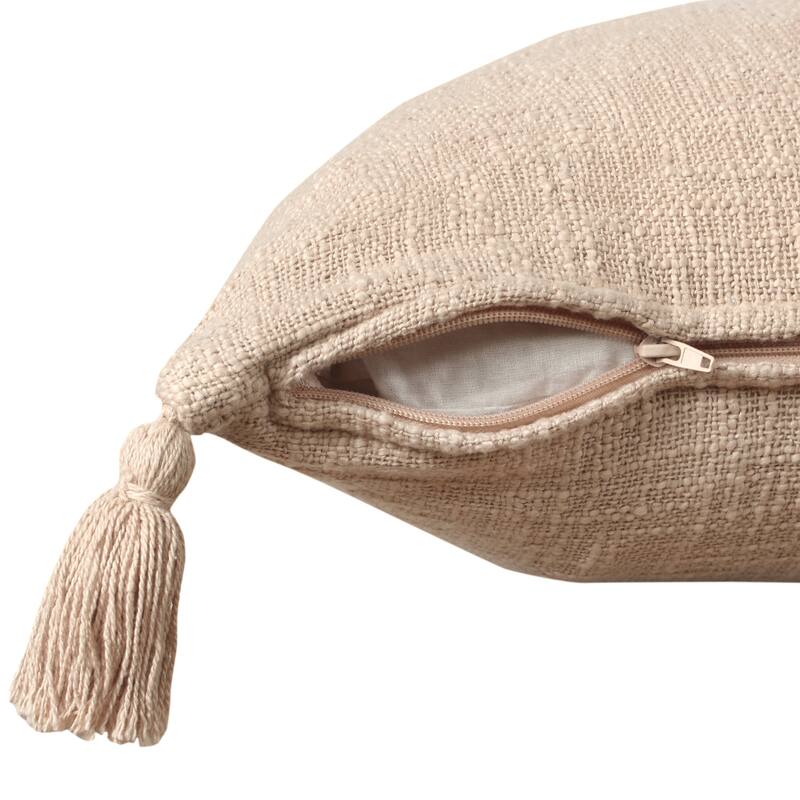 Sevita Solid Cotton Throw Pillow with Tassels