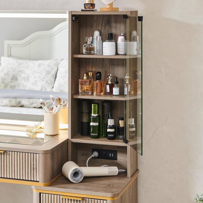 Modern Makeup Vanity Desk with HD Lighted Mirror, Dressing Table