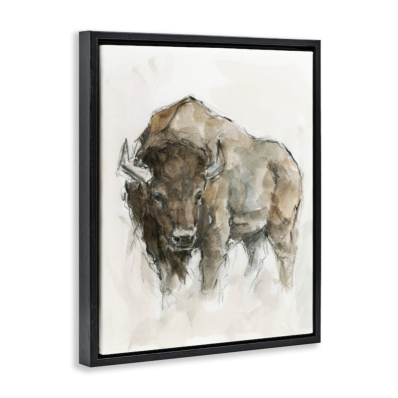 Stupell Western American Buffalo Brown Country Animal Floater Frame