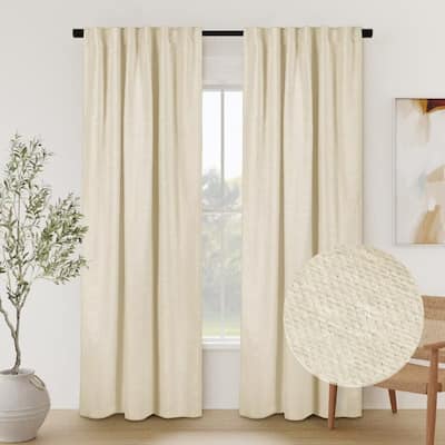 Chenille Solid Room Darkening Back Tab Single Curtain Panel