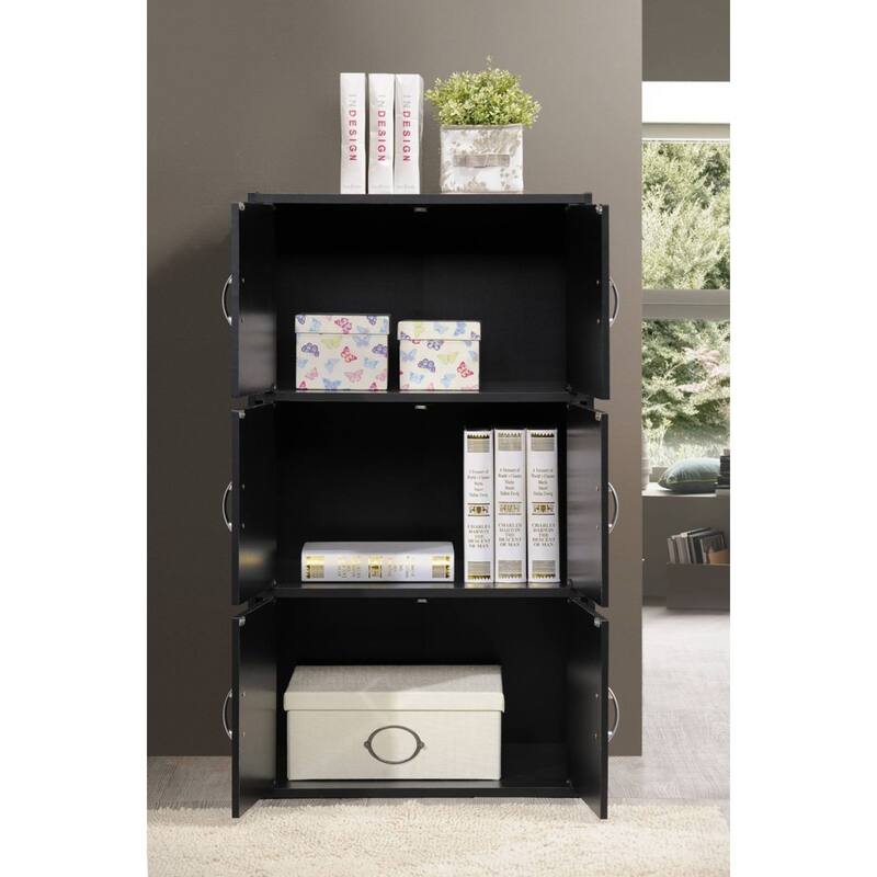 40.75" Black Multi-Purpose Bookcase with Doors