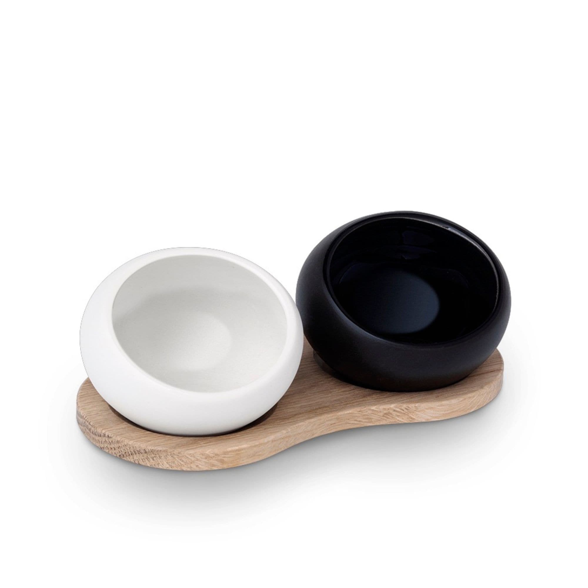 Rosendahl Salt And Pepper Cellar, White/Black/Oak - H: 2.6"