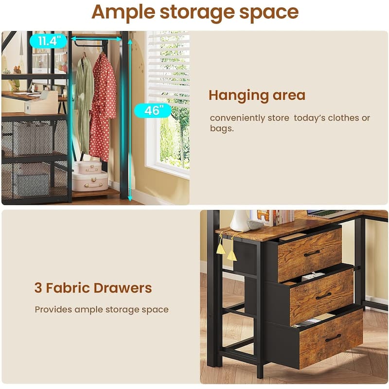 Stairway Twin Size Loft Bed with L Shaped Desk and Wardrobe 3 Drawers