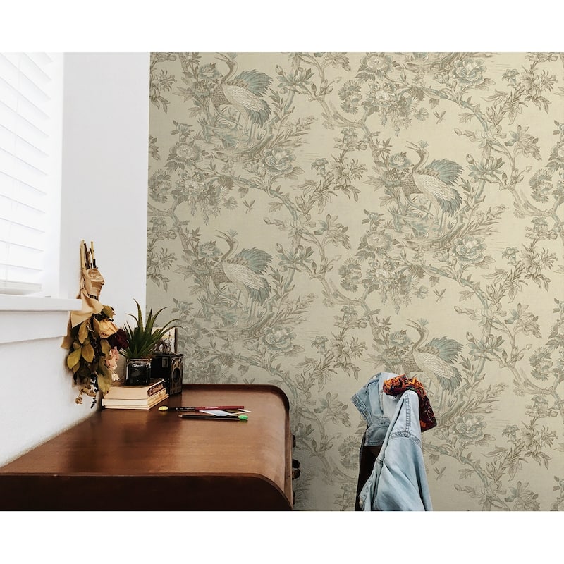 Seabrook Designs Richmond Hill Crane Unpasted Wallpaper