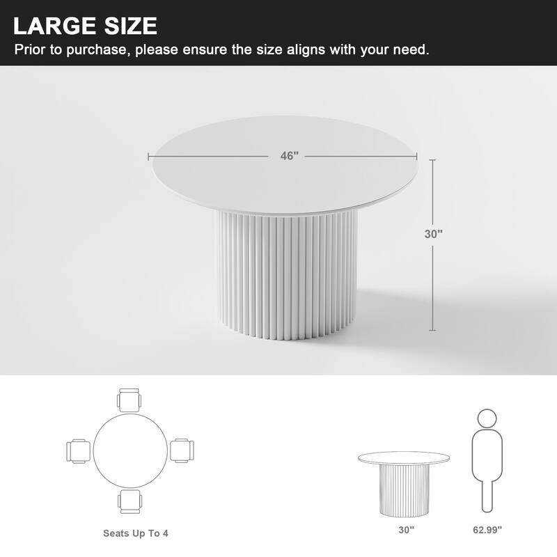 Solid Wood 46'' Round Dining Table for 4 People Nordic style - 46*30