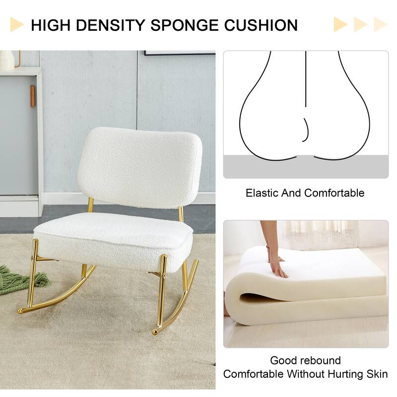 PU/Teddy suede material cushioned rocking chair with metal legs