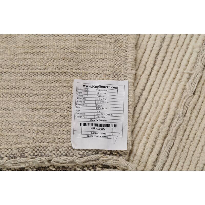 Moroccan Oriental Area Rug Hand-Knotted Wool Carpet - 8'8"x 10'5"