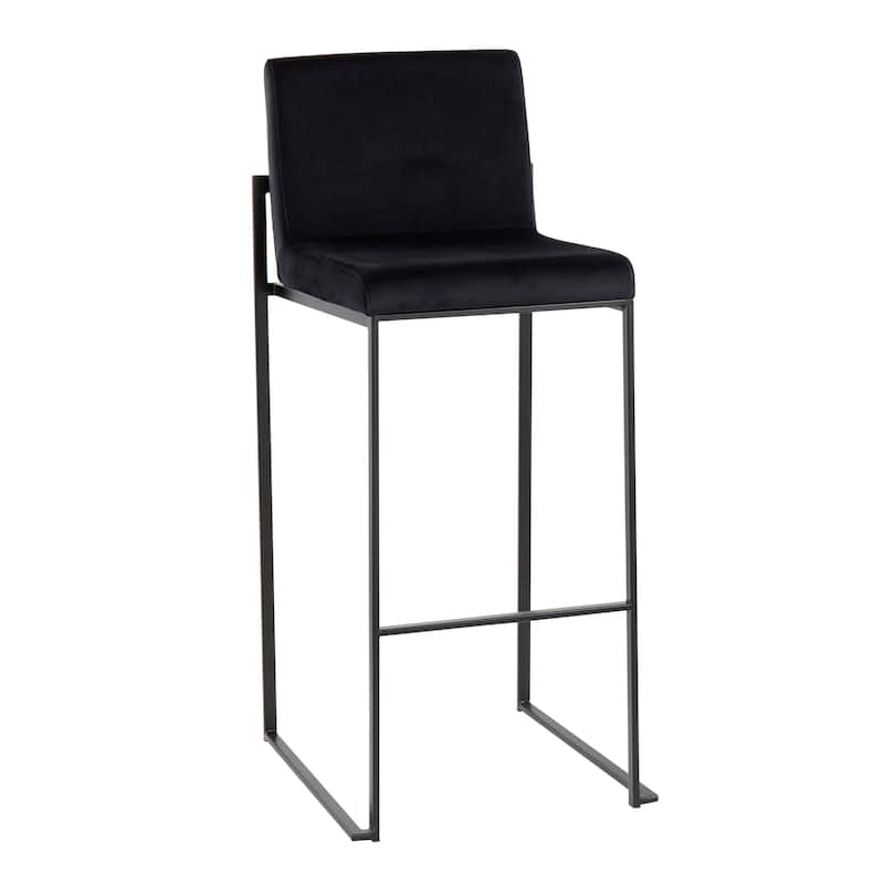 Silver Orchid Forrest High Back Bar Stool - Set of 2 - Black Velvet & Black