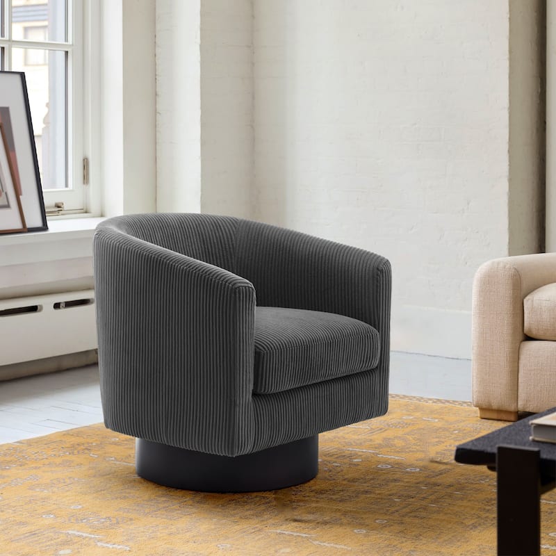 Modern 360° Swivel Corduroy Accent Chair Barrel Armchair