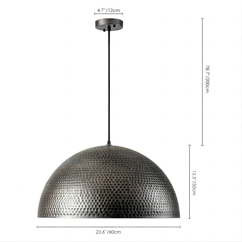 1-Light Industrial Farmhouse Oversized Pendant Gold Leaf Hammered Semi-Sphere Dome Pendant Light for Kitchen Island
