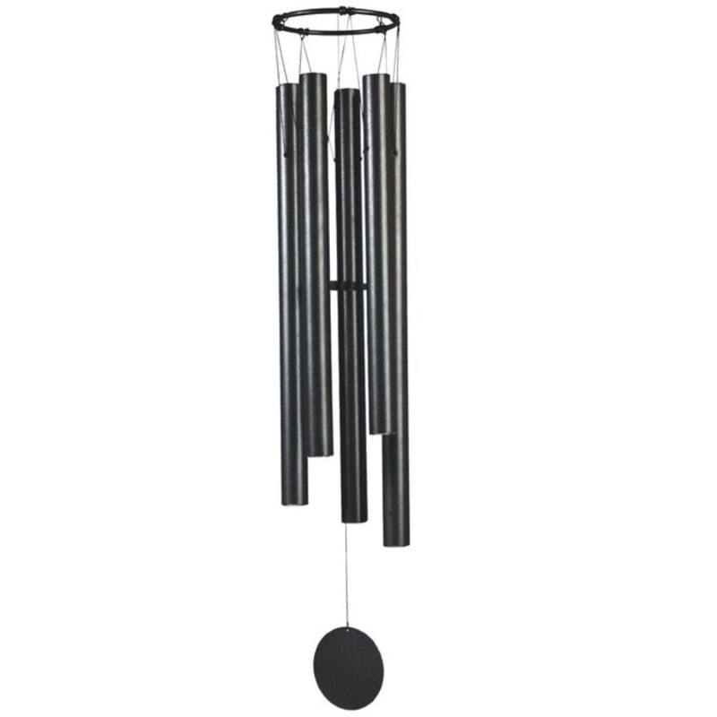 Q-Max 50" Long Black Metal Traditional Wind Chime with Black Tubes