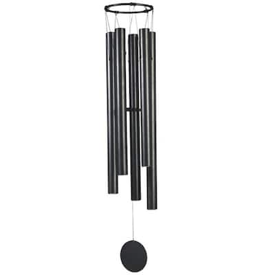 Q-Max 50" Long Black Metal Traditional Wind Chime with Black Tubes