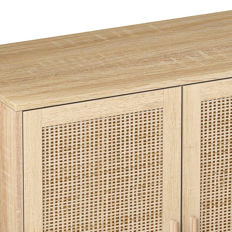 62.20"Elegant and Functional 4-Door Rattan Sideboard/Buffet