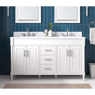Avanity Bristol 61 in. Bath Vanity in White finish and Cala White Engineered Top