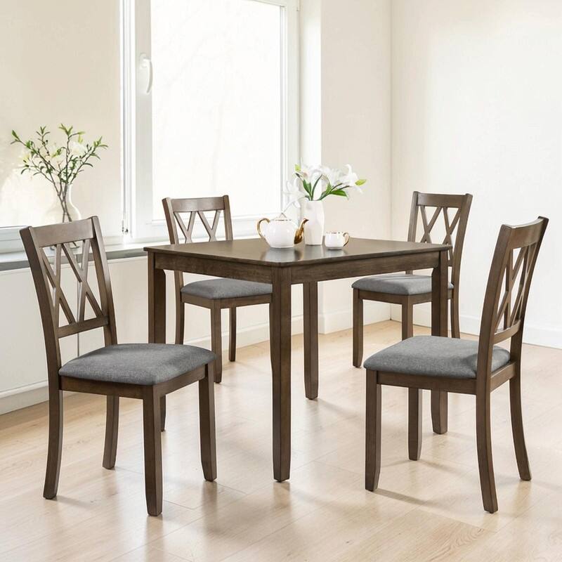 Wooden Dining Chairs Set of 4, Upholstered Side Chairs with Padded Seat for Kitchen, Dining Room & Living Room