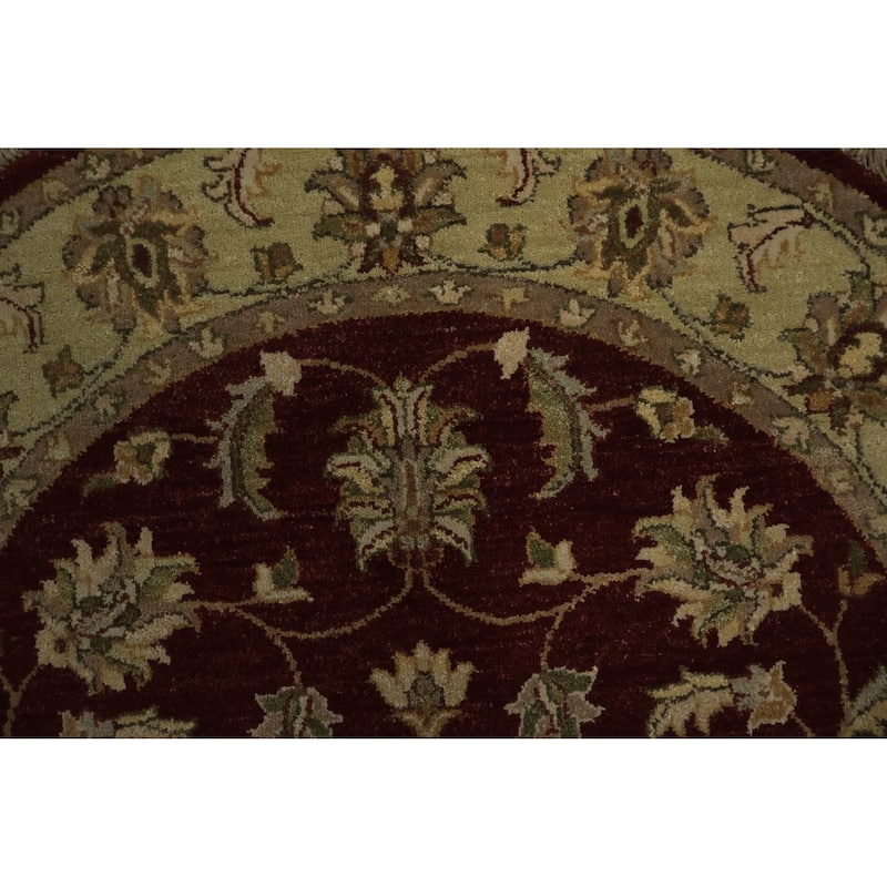 Hand Knotted Oriental 100% Wool Carpet Traditional All-Over Red Peshawar Area Rug - 4' 0'' X 4' 0''