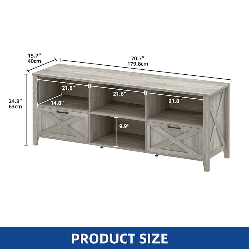 Moasis 70"W Farmhouse TV Stand with Lights
