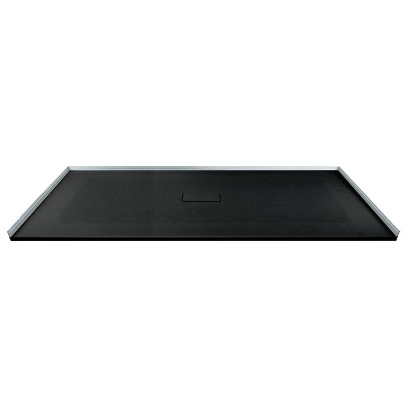 Transolid FZS6040C-09 60-in L x 39.4-in W Zero Threshold Center Drain Shower Base, Black - 60-in L x 39.4-in W