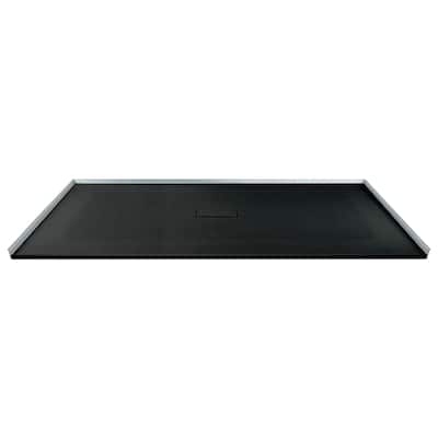 Transolid FZS6040C-09 60-in L x 39.4-in W Zero Threshold Center Drain Shower Base, Black - 60-in L x 39.4-in W