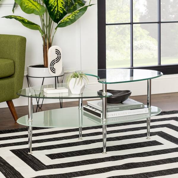 slide 4 of 11, Middlebrook Wallace Oval Coffee Table with Frosted Glass Silver / Glass