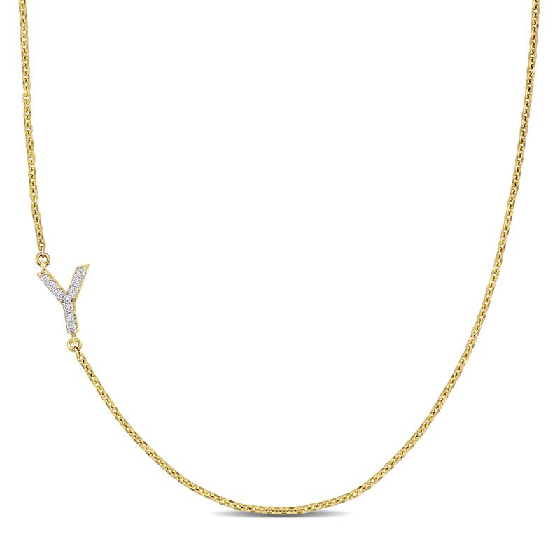Miadora Diamond Accent A to Z Initial Station Necklace in 14k Yellow Gold - Y