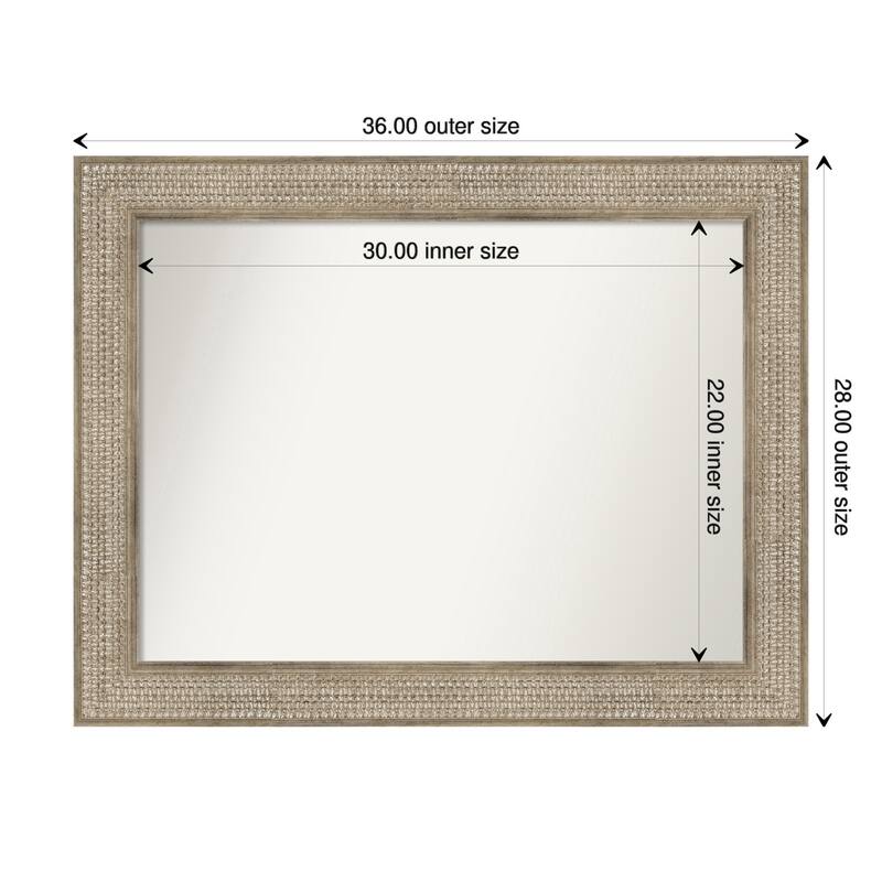 Trellis Silver Framed Non-Beveled Custom Wall Mirror, Bathroom Vanity Mirror - Outer Size: 36 x 28
