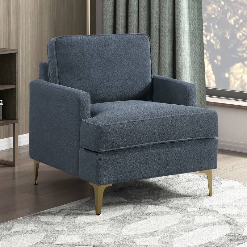 Grove 28.5" Chenille Accent Chair - Brushed Gold Finish Metal Legs