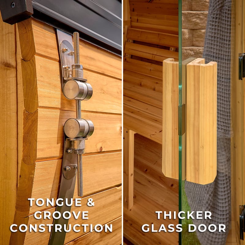 Backyard Discovery Paxton 2-4 Person Outdoor Barrel Sauna, Porch