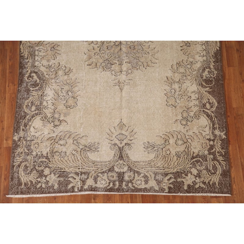 Distressed Sparta Turkish Vintage Rug Handmade Wool Carpet - 5'6"x 9'1"