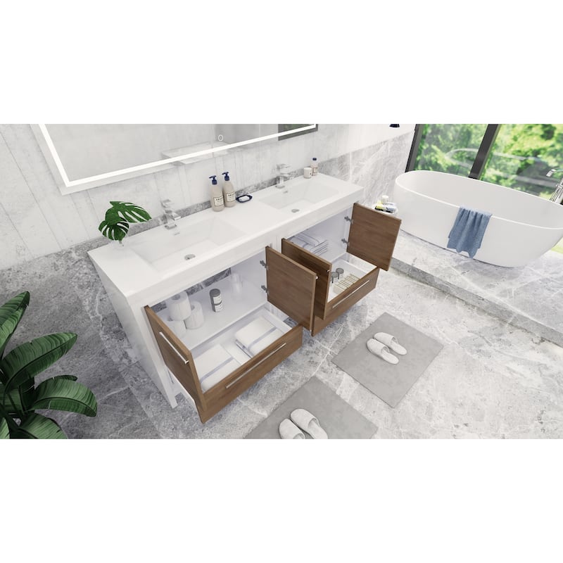 Dolce 72 Freestanding Bath Vanity with Dual Basin Reinforced Acrylic Top