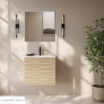 Cascade 24" Wall-Mounted Bathroom Vanity Cabinet Without Top In Natural Oak - 24