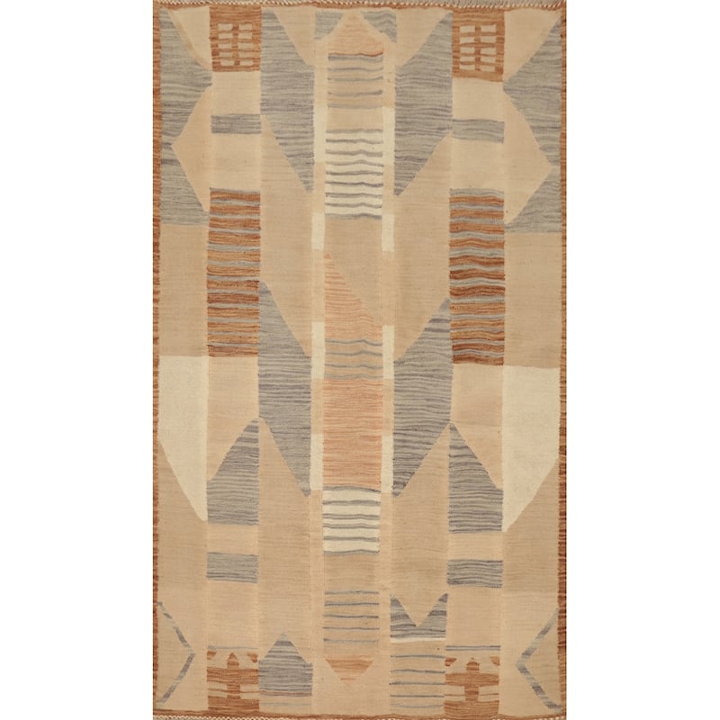 Hand Woven Oriental 100% Wool Carpet Southwestern Tribal Multi-Colored Kilim Area Rug - 6' 2'' X 4' 0''