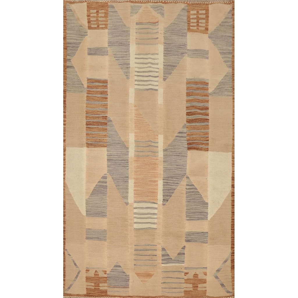 Hand Woven Oriental 100% Wool Carpet Southwestern Tribal Multi-Colored Kilim Area Rug - 6' 2'' X 4' 0''