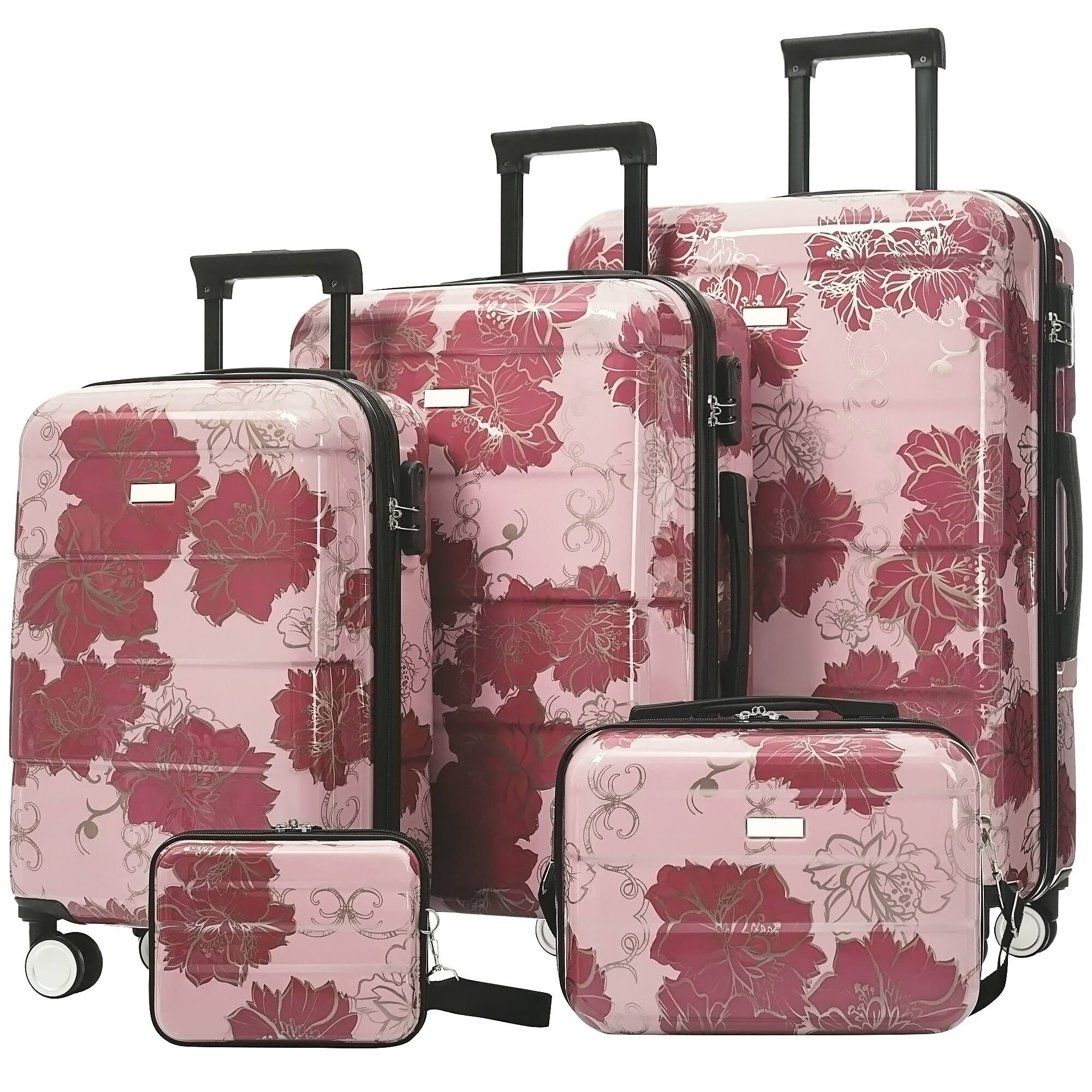 5pc New PC Hardside Luggage Set, Lightweight Durable 20"+24"+28" w/8"+14" Cases, Spinner Wheels w/Lock