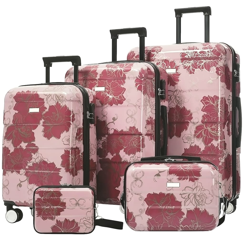 Luggage Sets New Model PC 5pcs, Hardside Lightweight Durable 20IN 24IN 28IN Suitcases with Lock Spinner Wheels