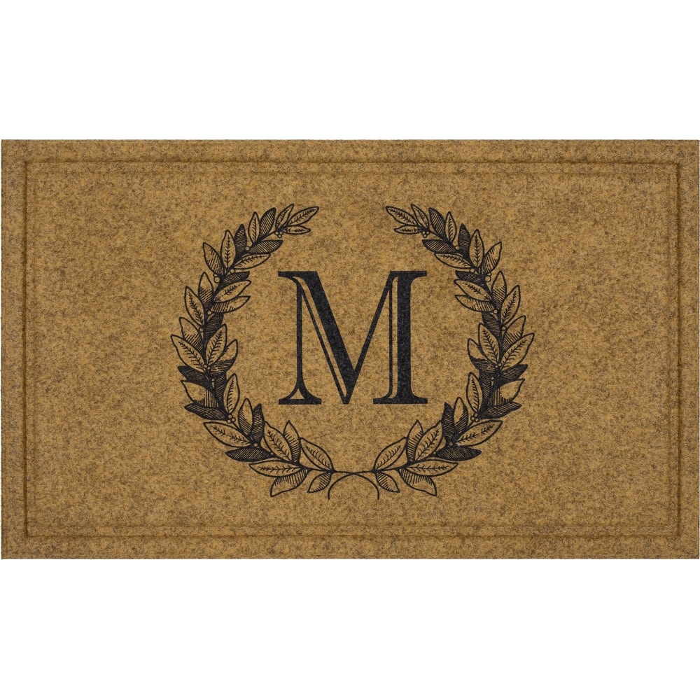 Mohawk Home Monogram Initial Faux Coir All Weather Recycled Rubber Door Mat