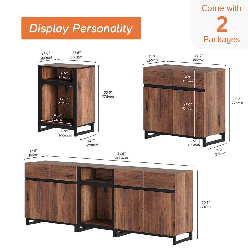 WAMPAT TV Stand for TVs up to 90 inch