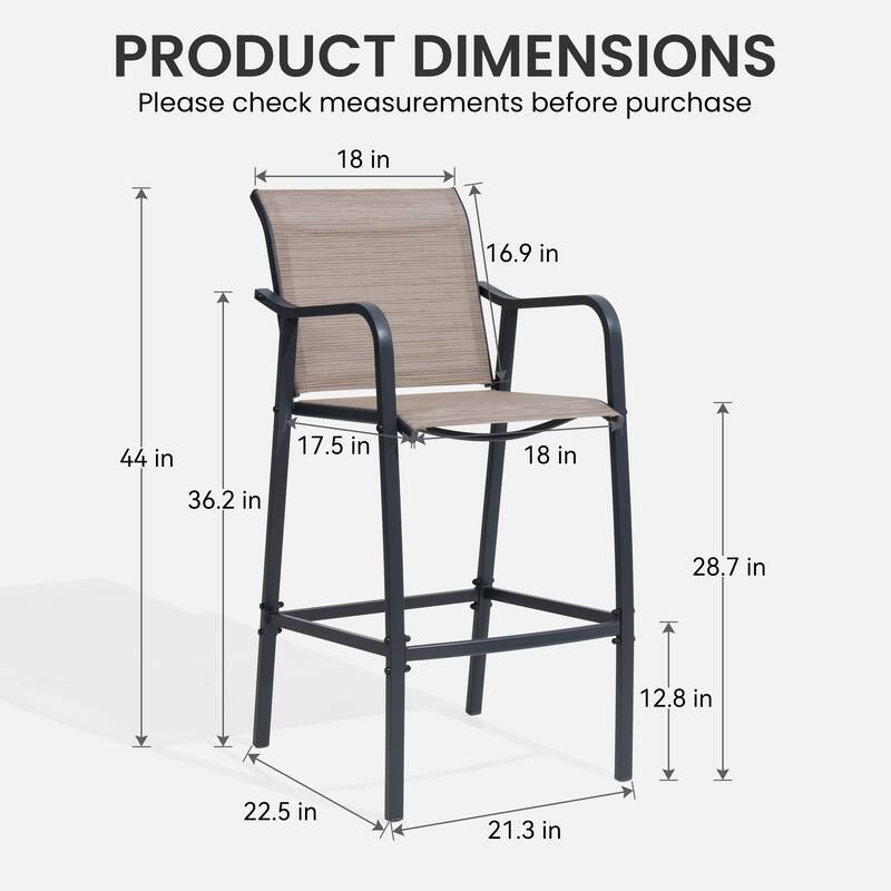 Lightweight Bar Height Barstools Outdoor Bar Stools Patio Bar Chairs - 21.3" W x 22.5" D x 44" H