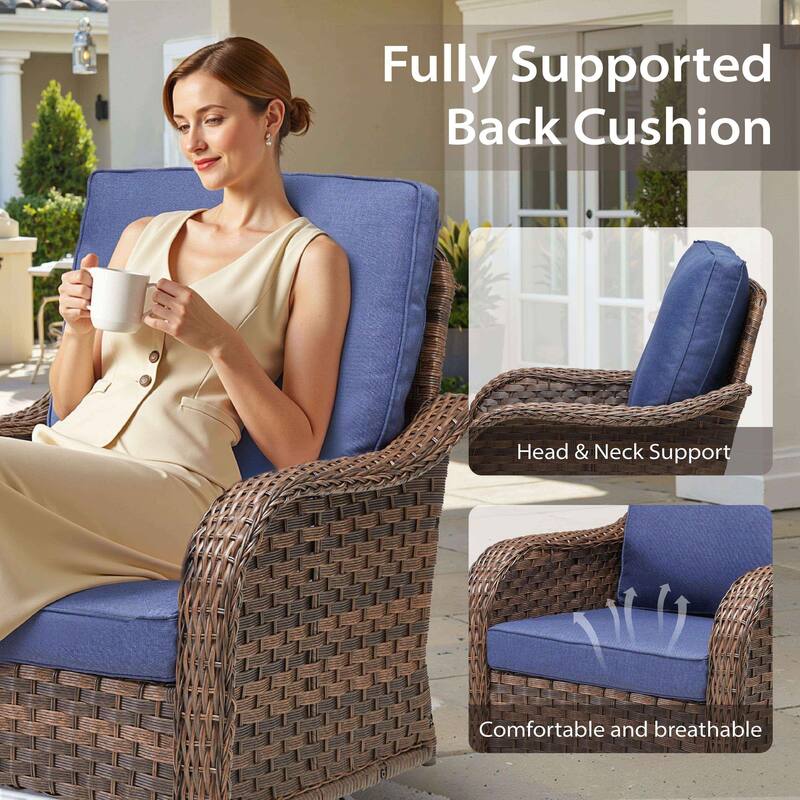 Cavira 6-Piece Outdoor Patio Brown Wicker Sofa Set with Olefin Cushions