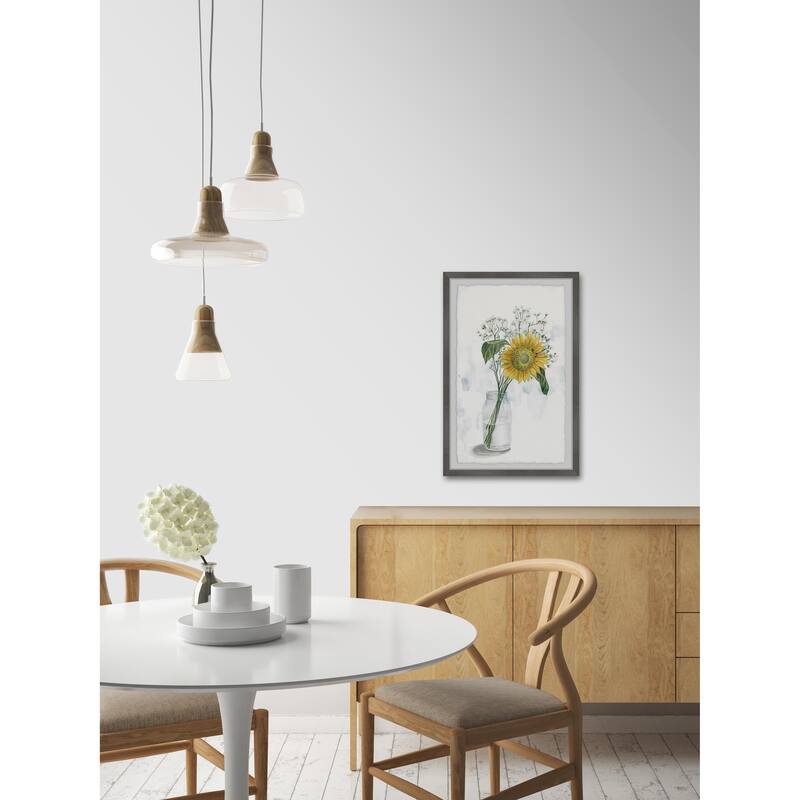 Sunflower in Glass Vase II Framed Wall Art, Floral Delight - A Blooming Accent for Your Living Space